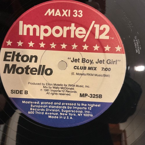 ELTON MOTELLO 12" JET BOY JET GIRL (Club Mix) 1984 – MP-325 NM New Wave Dance - Foto 2 di 3