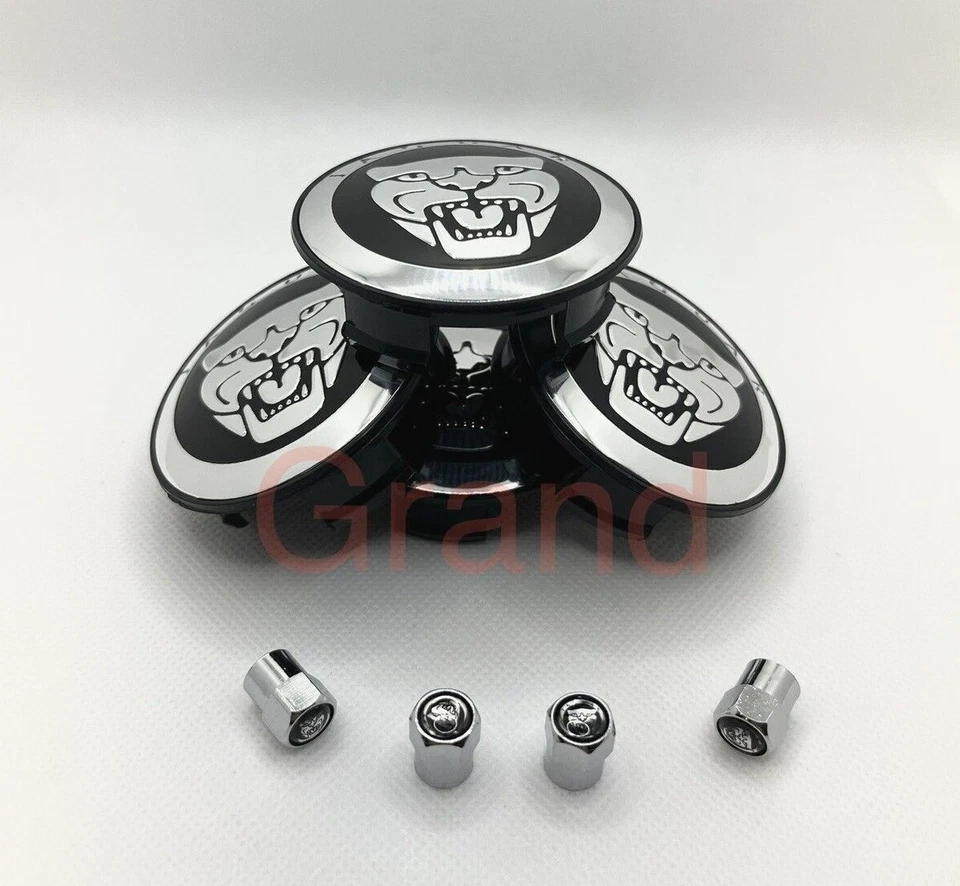 For Jaguar Wheel Center Caps Black &Air Caps 59mm S-Type X-type XF XJ8 XEL XJ XK - Image 4 of 4