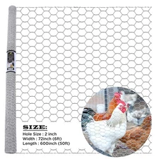 Galvanized Poultry Net - Fencing Chicken Wire 2" Hole - Many Sizes Poultry Mesh