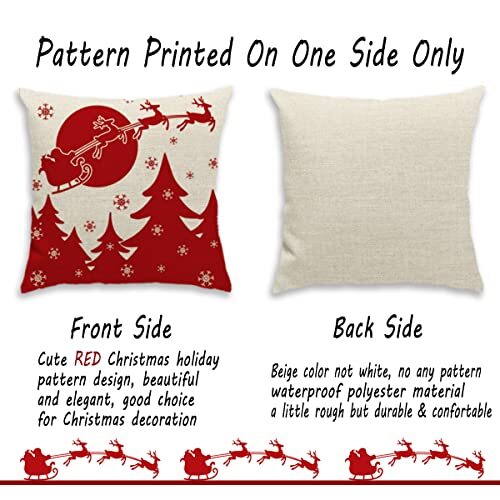 JOJOGOGO Red Christmas Snowflake 18x18 Inch Square Red Snowflake Set of 4 - Bild 4 von 7