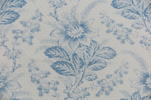 RALPH LAUREN CURTAIN FABRIC "Westwick Toile" 2.6 MTR DENIM 100% COTTON MATELASSE - Picture 2 of 7