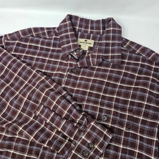 Woolrich Men's Button Up Flannel Shirt Maroon Plaid Cotton Size Large 6020