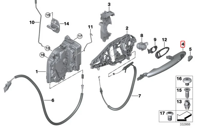 Manija de puerta exterior delantera derecha para MINI Cooper One JCW F55 F54 F56 F57 F60 Foto 3 de 4