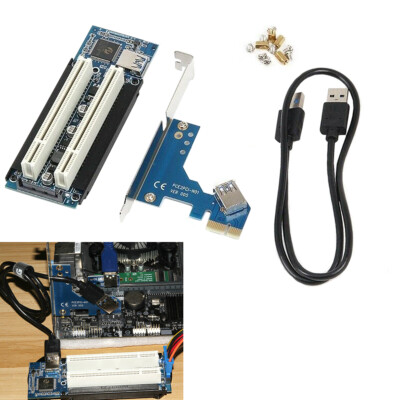 PCI-E express X1 to dual PCI riser extend adapter card with 60cm USB3.0 cable