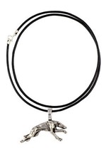 Greyhound, Large English Greyhound - Dog Collar, Silver Plated Pendant