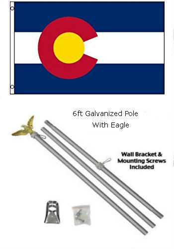 3x5 State of Colorado Flag Galvanized Pole Kit Eagle Top 3'x5' - Picture 1 of 1