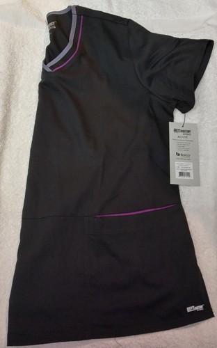 Grey's Anatomy Active Womens Scrub Top, 2XL, New, Blk/Purp/Granite - Picture 2 of 3