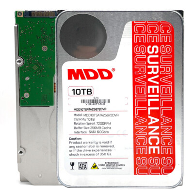 MDD 10TB 7200RPM 256MB Cache SATA 6.0Gb/s 3.5in Internal Surveillance Hard Drive
