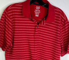 Izod Polo Golf Shirt Red Stripe Mens Size Large