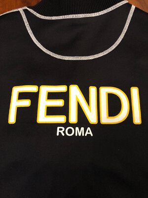 FENDI Roma bedruckte Stretch-Ponte-Jacke mit Samtbesatz Apres Ski schwarz Gr. IT42