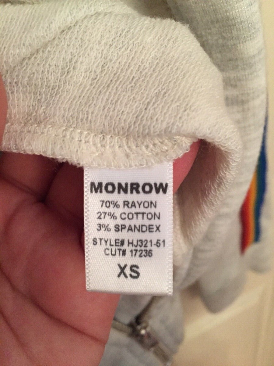 NWOT Monrow Rainbow Sleeve Zip Hooded Jacket Size XS | eBay NWOT Monrow Rainbow Sleeve Zip Hooded Jacket Size XS | eBay