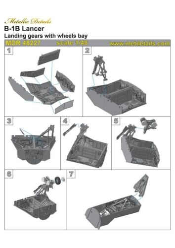 Engranajes de aterrizaje B-1B Lancer, bahías de ruedas, ruedas 1:48 para kit de modelo de avión Revell - Imagen 19 de 21