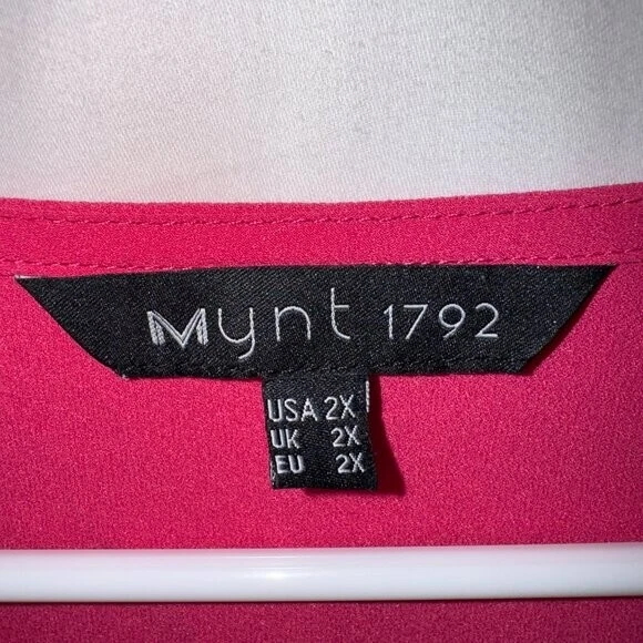 Blusa Top Mujer MYNT 1792 Rosa Manga Larga Abotonada Talla 2X Foto 3 de 4