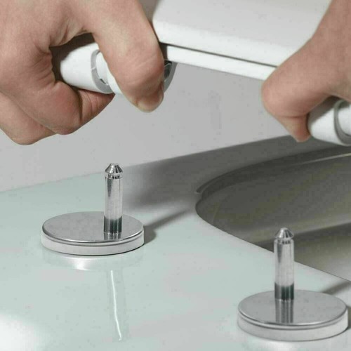 Luxury Square Soft Close Toilet Seat White WC Quick Release Top Fixing Hinges - Picture 8 of 10