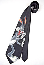 Neck Tie VTG Big Bugs Takes the Blade 90s Looney Tunes Silky Poly 56 x 4" c.1995