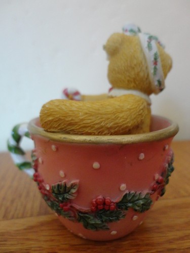 Lot of 4 Cherished Teddies HAVE A CUP FULL OF LOVE PEACE JOY w/ Plates + Holly - Picture 11 of 12