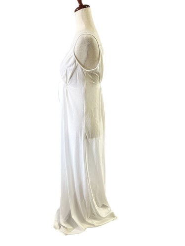 Vtg Gilead White Sleeveless Nightgown Plunge Double V-Neck USA Medium Lace Nylon - Picture 4 of 7