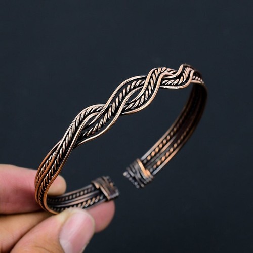 Bracciale Rame Filo Avvolto Bracciale Regolabile Gioielli Artigianali Regalo Lei - Foto 4 di 5