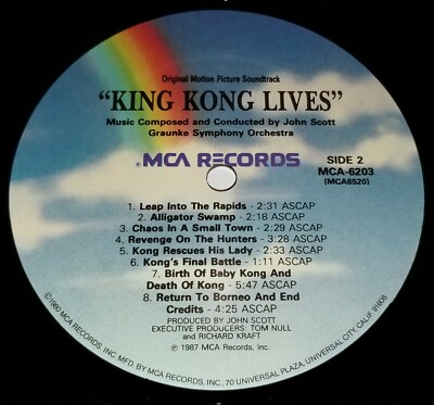KING KONG LIVES SOUNDTRACK LP OST SCORE 1987 MCA RECORDS JOHN