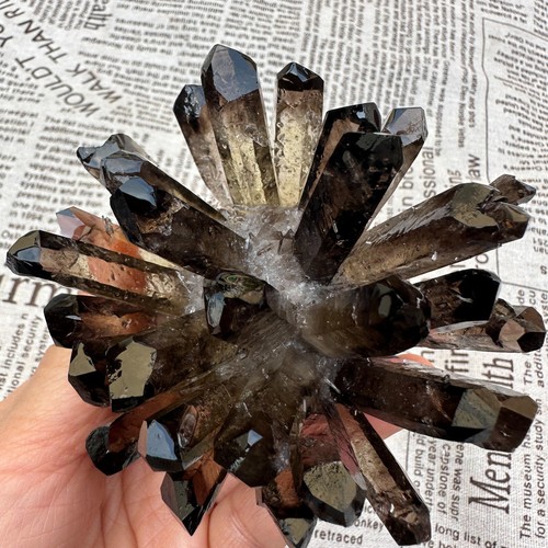 365g New Find black Phantom Crystal Quartz Cluster Mineral Specimen Healing760