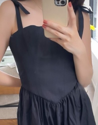 Zara Nero Popeline Cinturino lungo Midi Fluenti Voluminoso Abito Con Lato Tasche - Foto 11 di 24