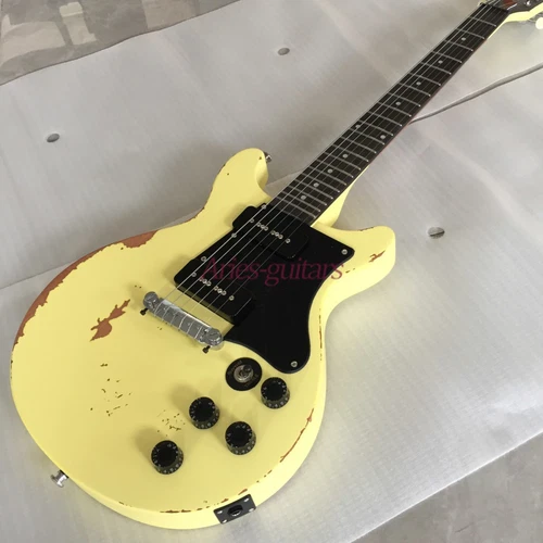 Custom Vintage Junior Electric Guitar Cream Haavy Relic Special Double Cutaway