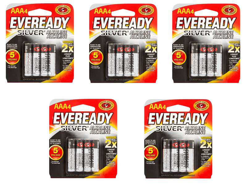 EVEREADY 4-PACK SILVER ALKALINE AAA BATTERS, SET OF