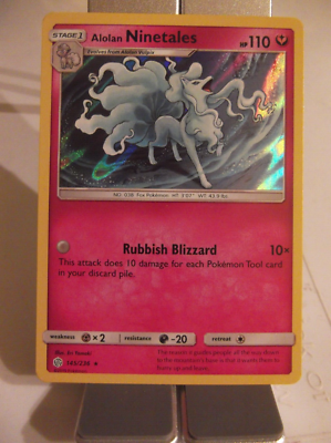 Pokemon Alolan Ninetales 145/236 - Cosmic Eclipse Reverse Foil Rare Card