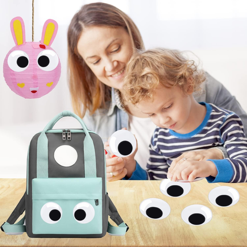 3 Zoll Googly Eyes zum Basteln, schwarze runde Kunststoff Wackelaugen mit Selbstklebend - Bild 6 von 7