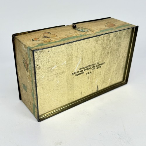 2 cajas de lata con bisagras Artstyle Chocolate Company con mariposas 1 y 2 libras EE. UU. - Imagen 17 de 24