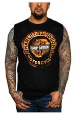 Harley-Davidson Camicia Uomo Remains B&S Senza Maniche in Cotone Muscolare, Nero
