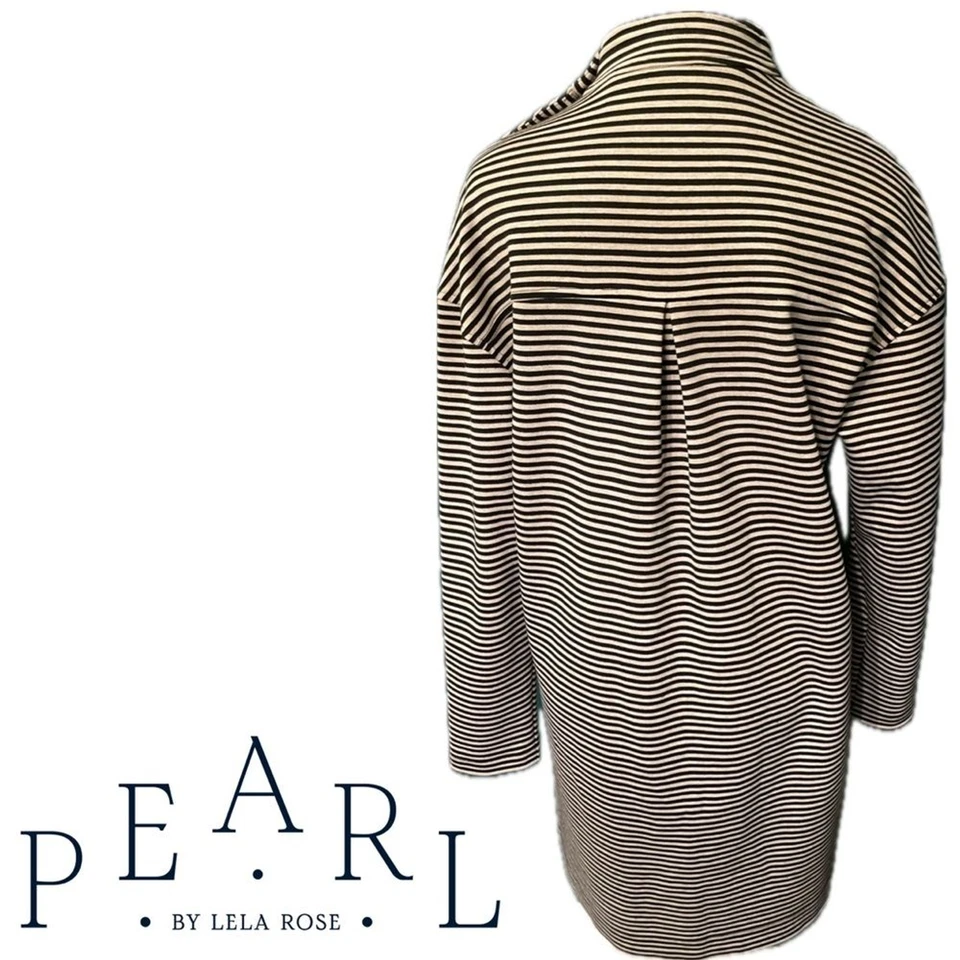 Pearl by Lela Rosa Rayas Manga Larga Cuello Simulado Mini Vestido Cambio Diseñador EE. UU. XS Foto 2 de 4