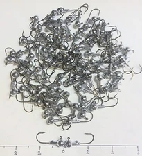 100-1/8oz. Round Head Crappie Jigs with Collar #2 Eagle Claw J Bend Hook.
