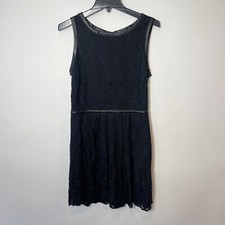 Speechless Juniors Sleeveless Floral Lace A-line Dress Black 13 Leather Trim