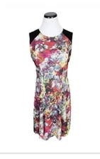 𝅺Red Saks Fifth Avenue Sleeveless Floral Dress Black Red Size Medium 