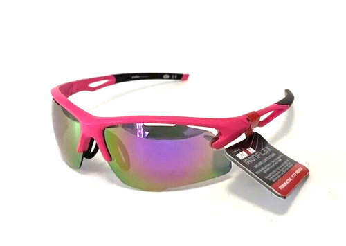 NEW Foster Grant Ironman IRONFLEX SUNGLASSES Neon Pink Multi Mirror Flex Frame