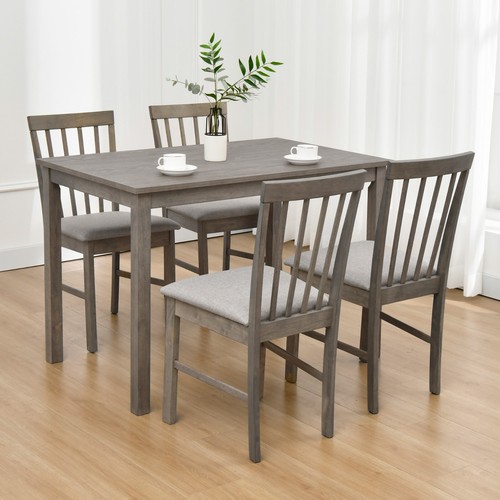 Dining Set 5-Piece Dining Room Set, 1 Wood Dining Table with 4 Fabric Chairs Set - Picture 10 of 27