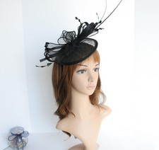 SF542  Black Church Derby Wedding Sinamay Fascinator Cocktail Headband