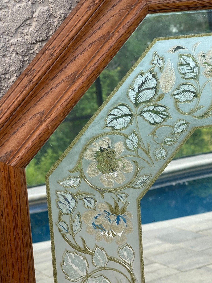 壁掛けミラー　US製　windsor ART products Windsor Art Octagon Shaped Wall Mirror, Etched Floral Border