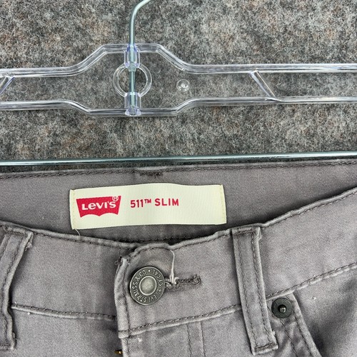 Levi's 511 Pants Youth Size 16 Reg 28x28 Gray Regular Fit Straight Cotton Blend - Picture 3 of 13