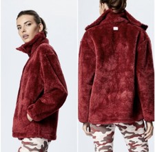 Varley Clemson Jacket $175 M Medium Red Pearl Sherpa Fleece Oversized Coat Nwt