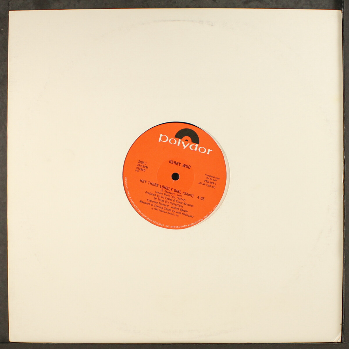 GERRY WOO: hey there lonely girl POLYDOR 12