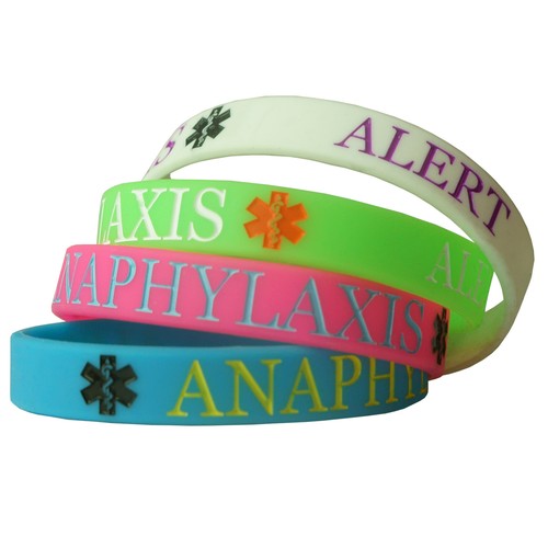 ANAPHYLAXIS ALERT MEDICAL CHILD wristband silicone bracelet bangle
