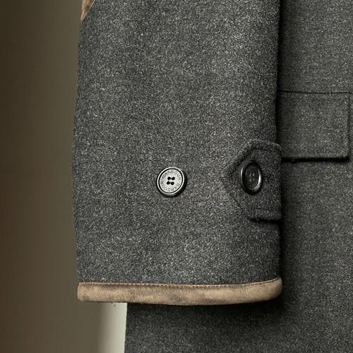 Barbour Men’s ‘Lindisfarne’ Overcoat with Leather Elbow Patches - 46US/UK / 56EU - Picture 6 of 23