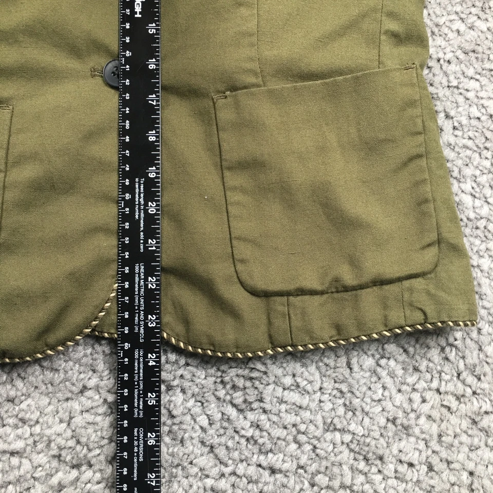 Blazer Cartonnier Anthropologie para mujer mezcla de lino talla 6 bolsillos verdes Foto 3 de 4
