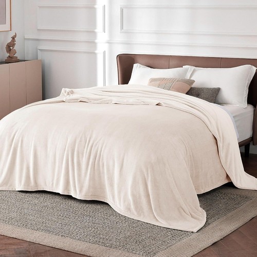 Cream Fleece Blanket Soft Lightweight Plush Fuzzy Cozy Luxury Microfiber - Picture 20 of 27