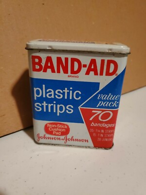 Vintage Johnson & Johnson Band-Aid Brand Plastic Strips Value Pack 70 Bandages