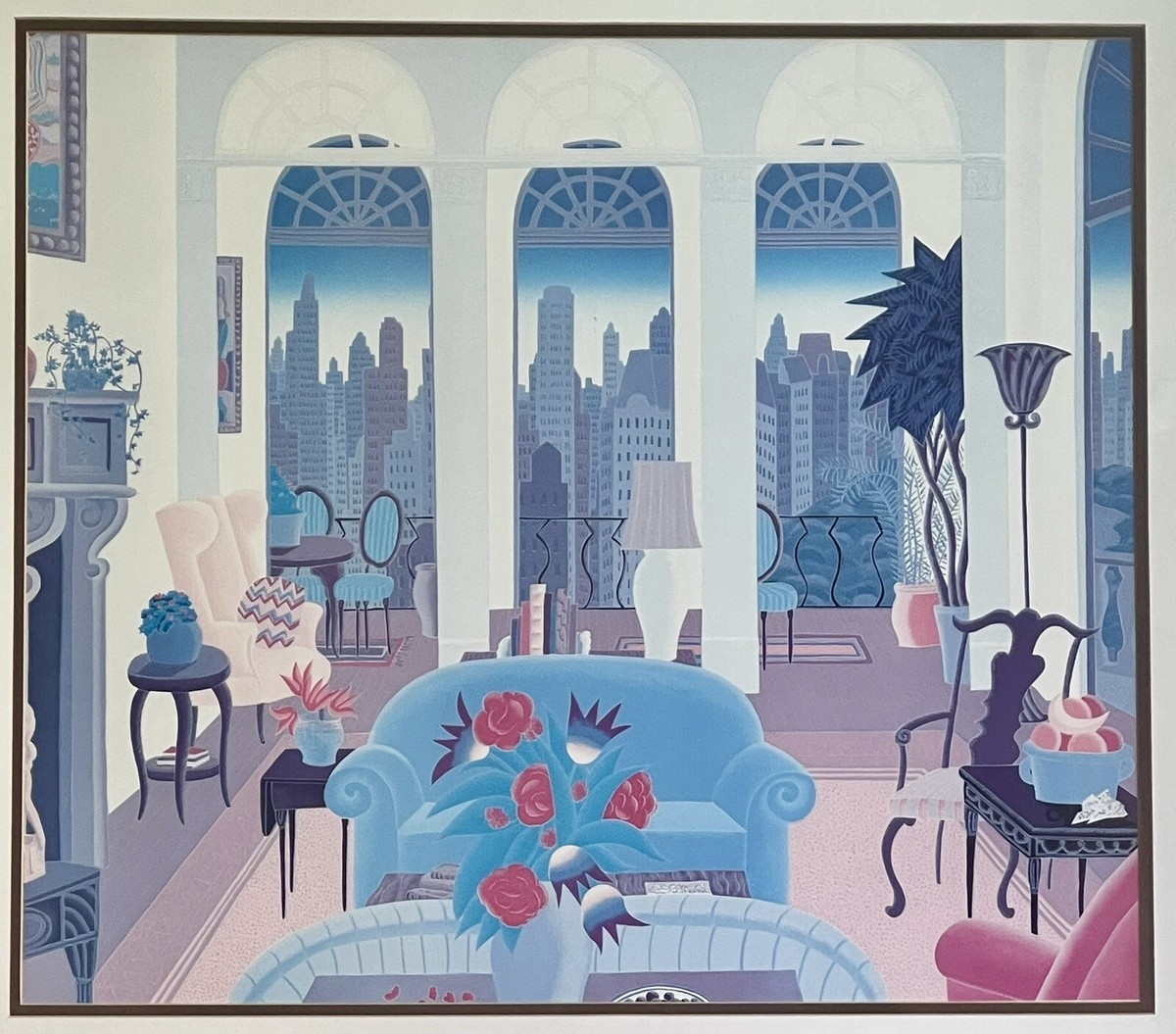 THOMASMcNIGHTブルーカウチアートポスター Thomas McKnight “Blue Couch” Fine Art Poster Print Matted & Framed