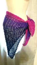 crochet womans handmade swim beach sarong wrap cover up purple