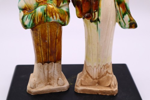 Chinese Antique Vintage Sancai Pottery Beauty Figurine Statue Pair - Picture 5 of 7